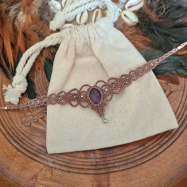 Macramé choker Amethist