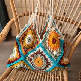 Ibiza strandtas Granny square "Turquoise"
