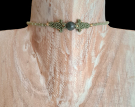 Macramé choker Labradoriet