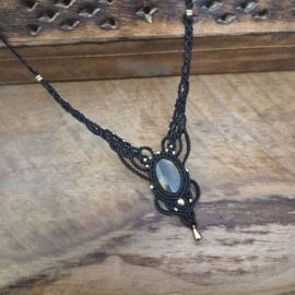 Macramé ketting Tijgeroog