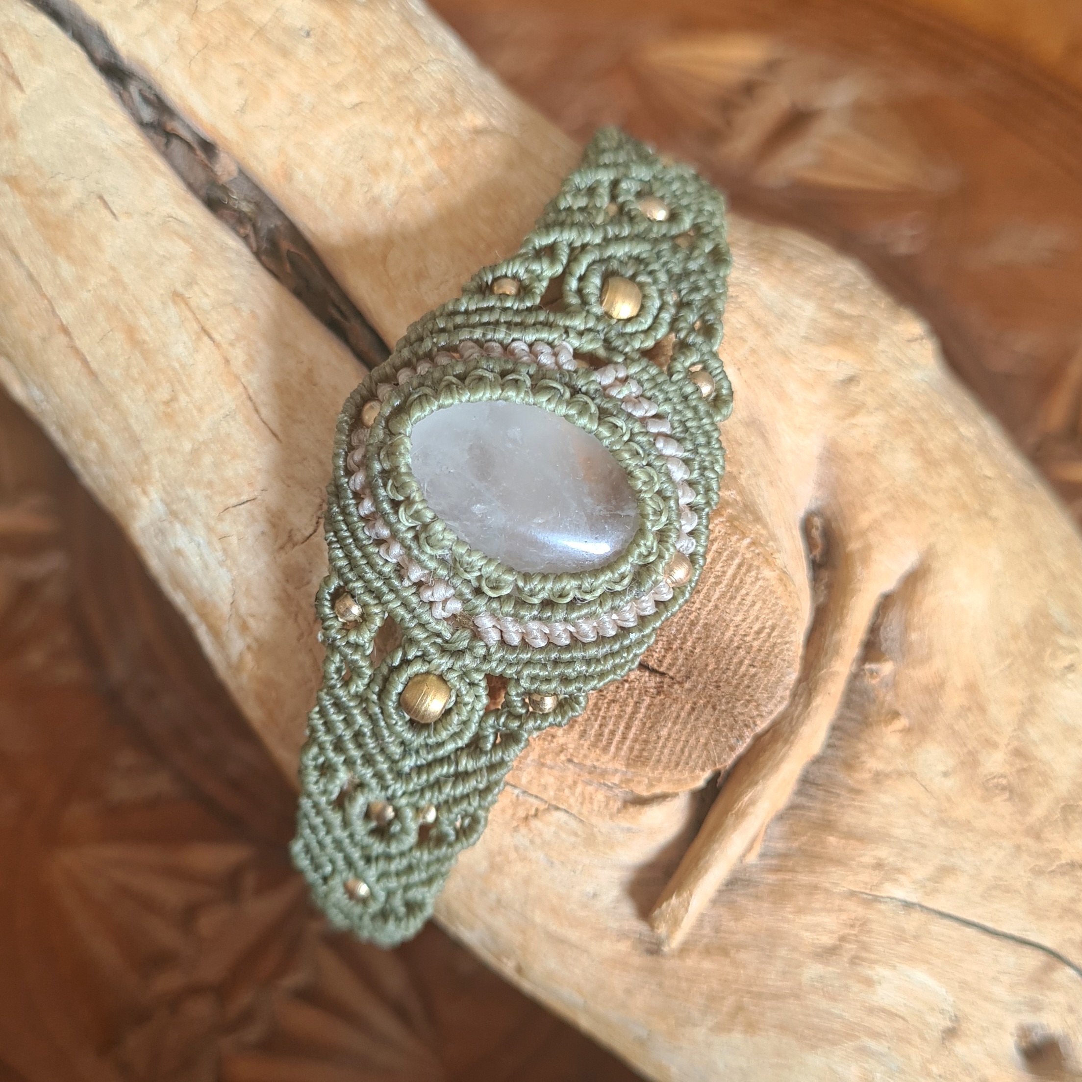 Macramé armband Bergkristal