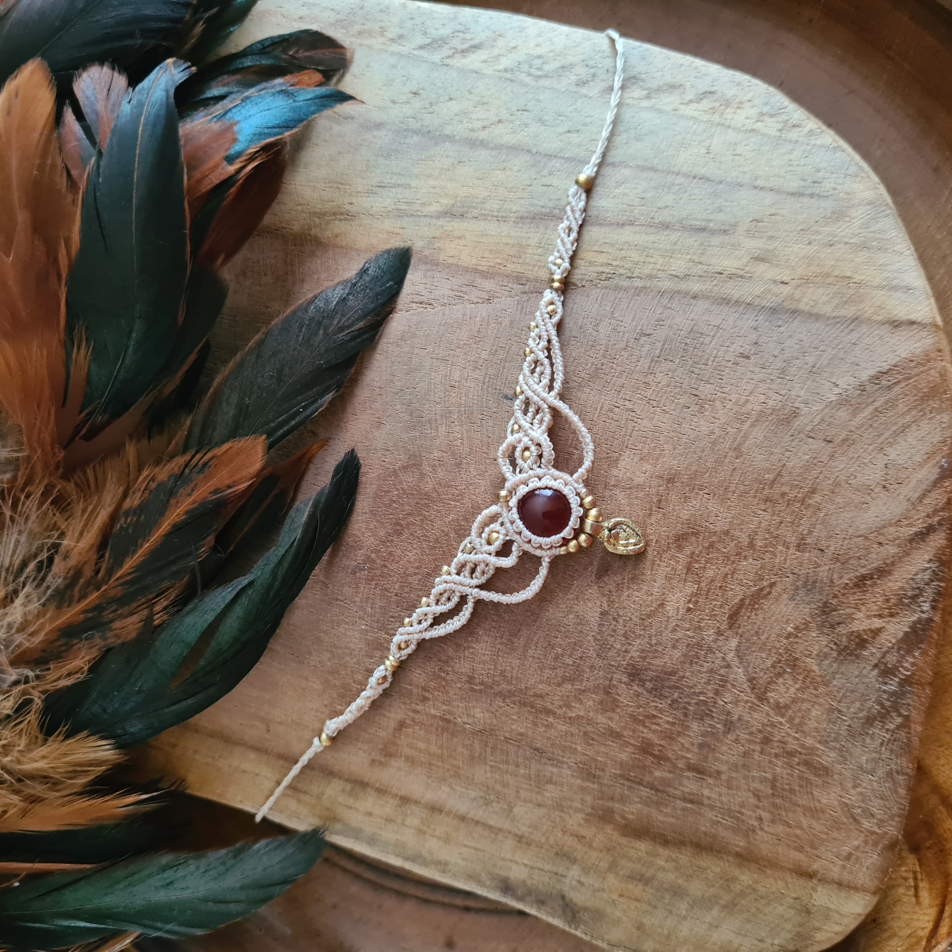 Macramé choker Carneool