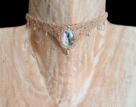 Wrapped stone choker Abalone