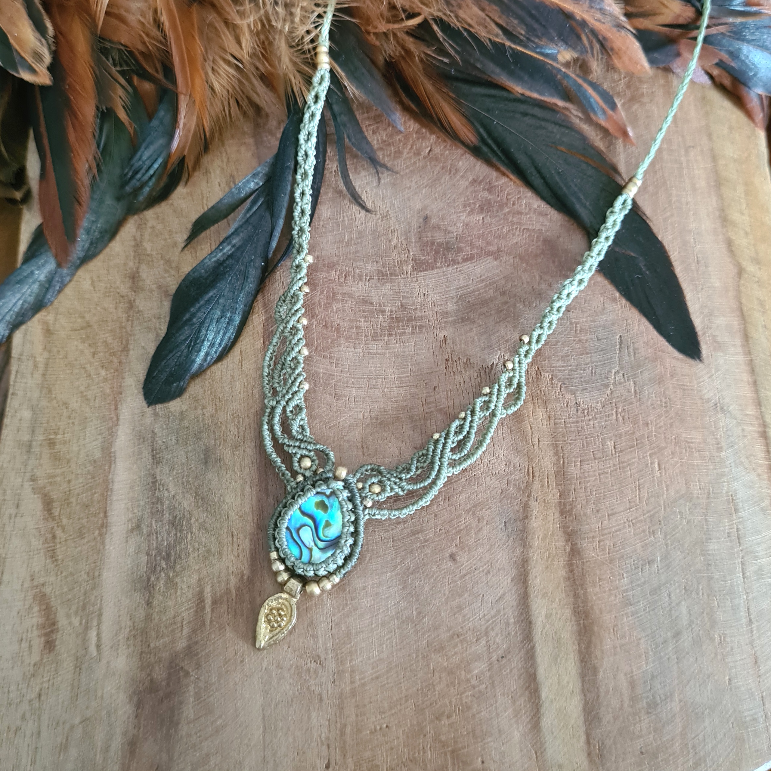 Macramé ketting Abalone