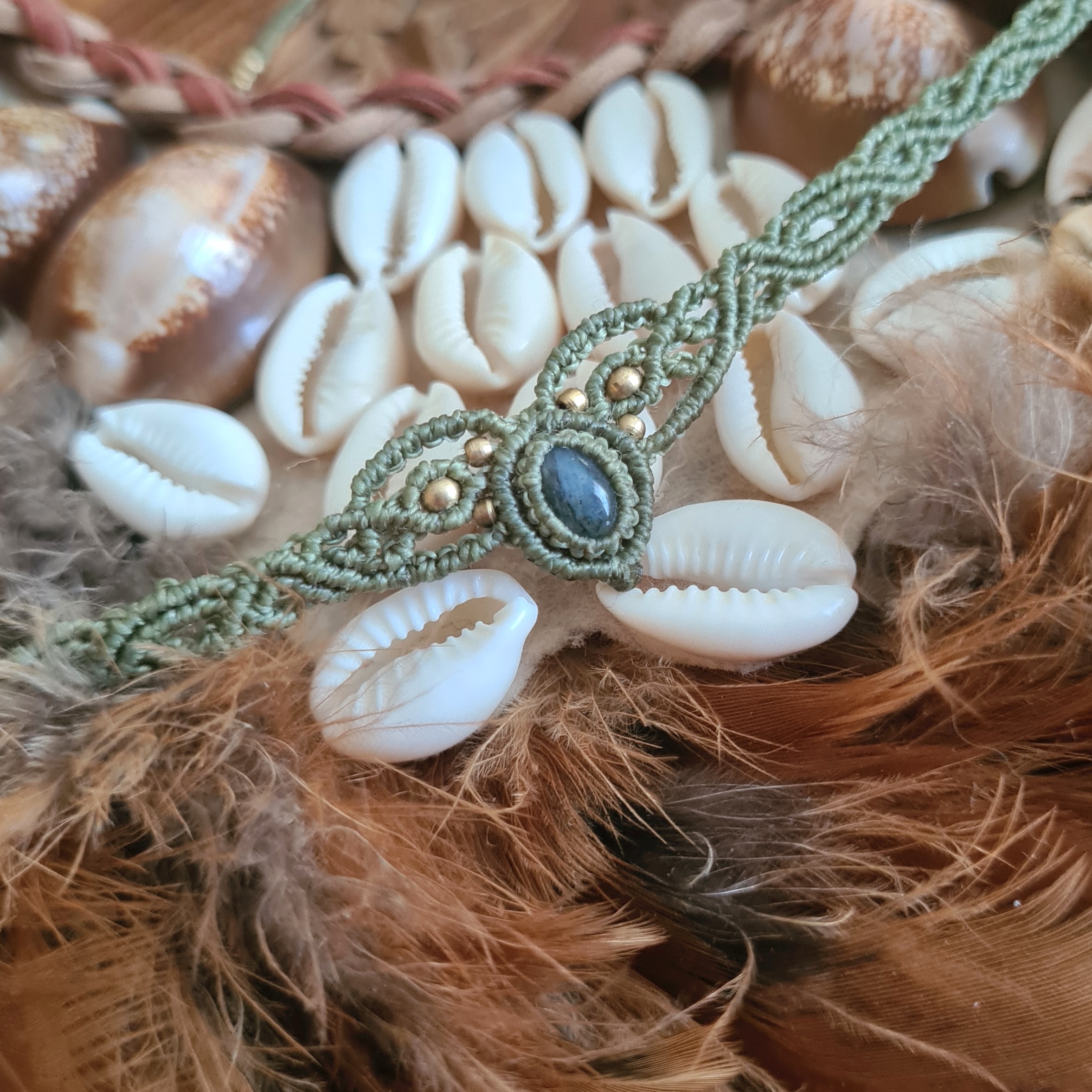 Macramé choker Labradoriet