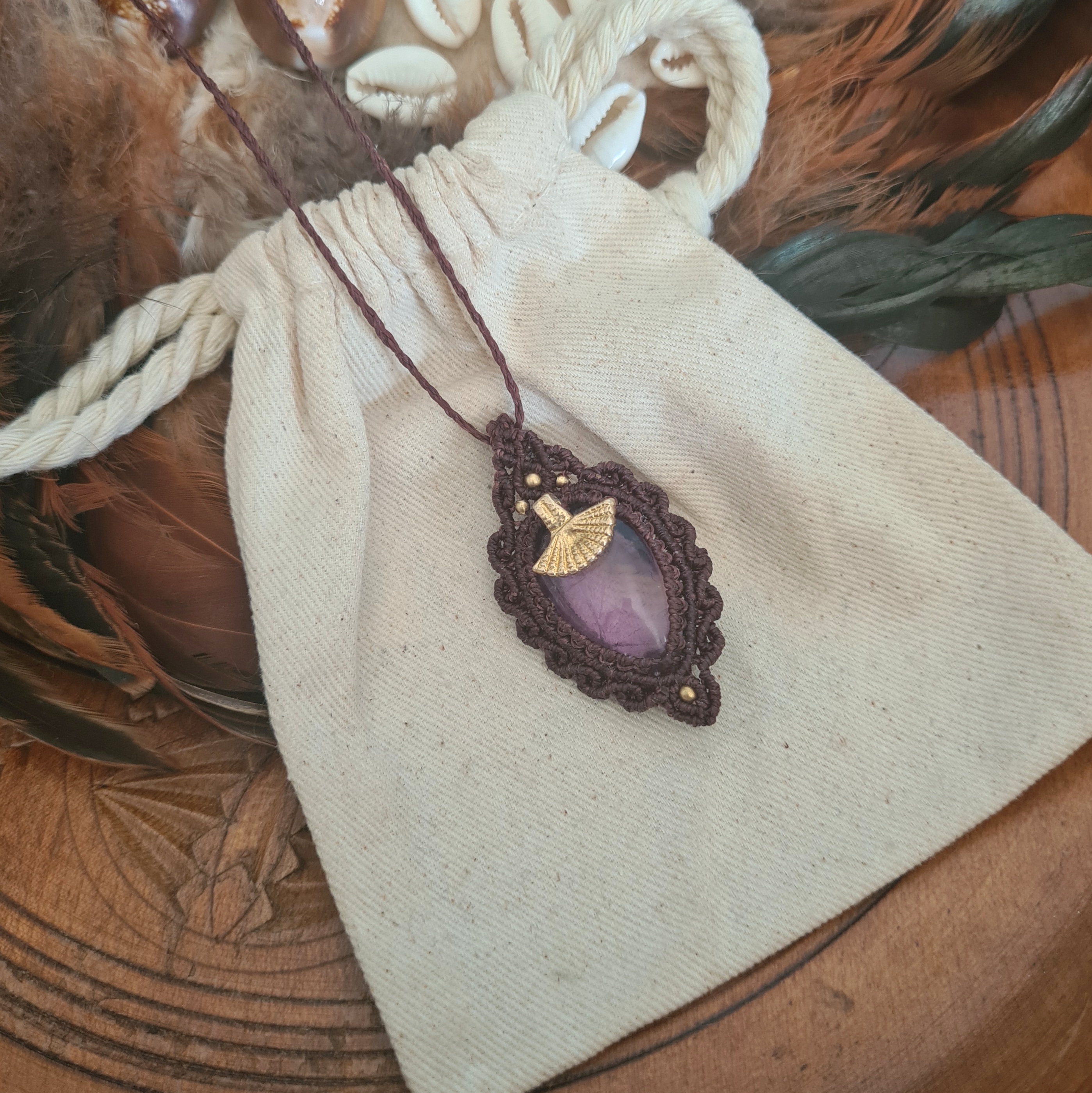 Macramé ketting Amethist