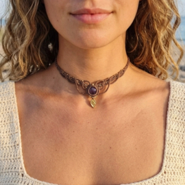 Macramé choker Amethist