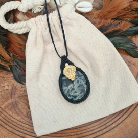 Macramé ketting Kambaba Jaspis