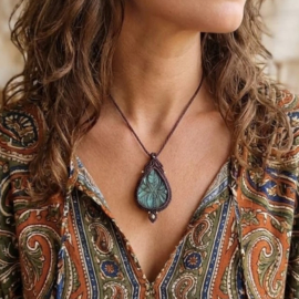 Macramé ketting Labradoriet