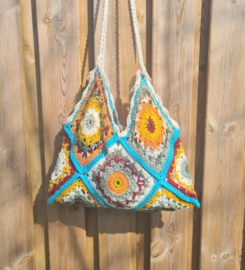 Ibiza strandtas Granny square "Turquoise"
