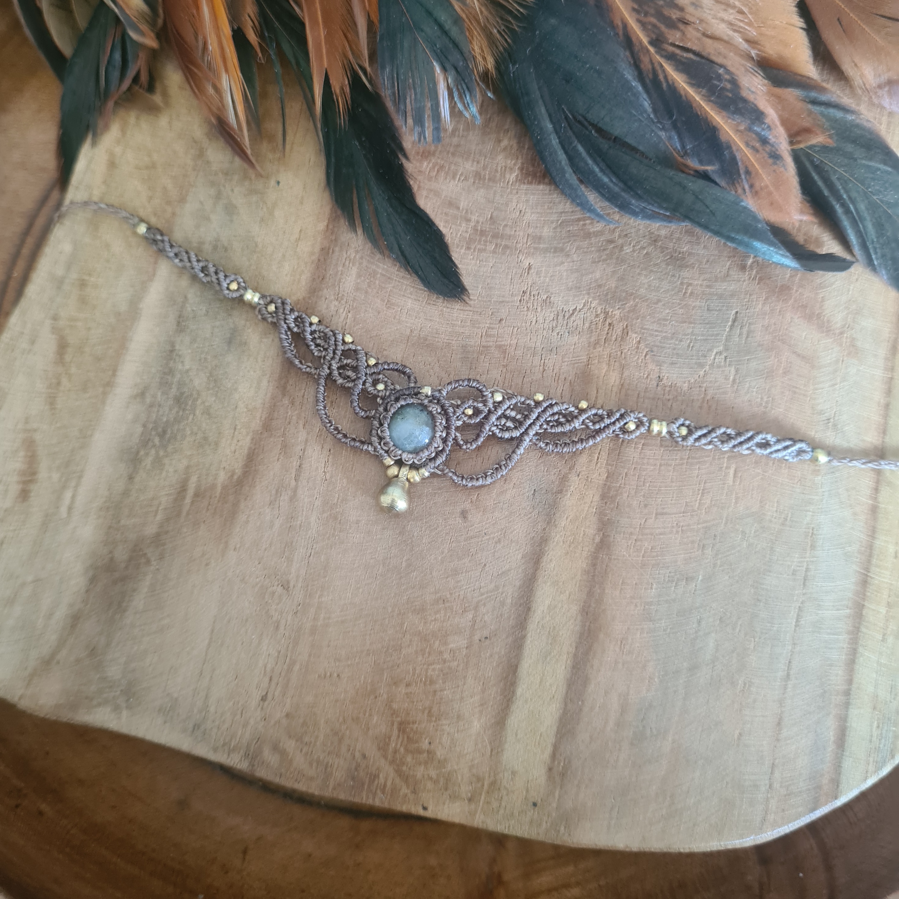 Macramé choker Labradoriet