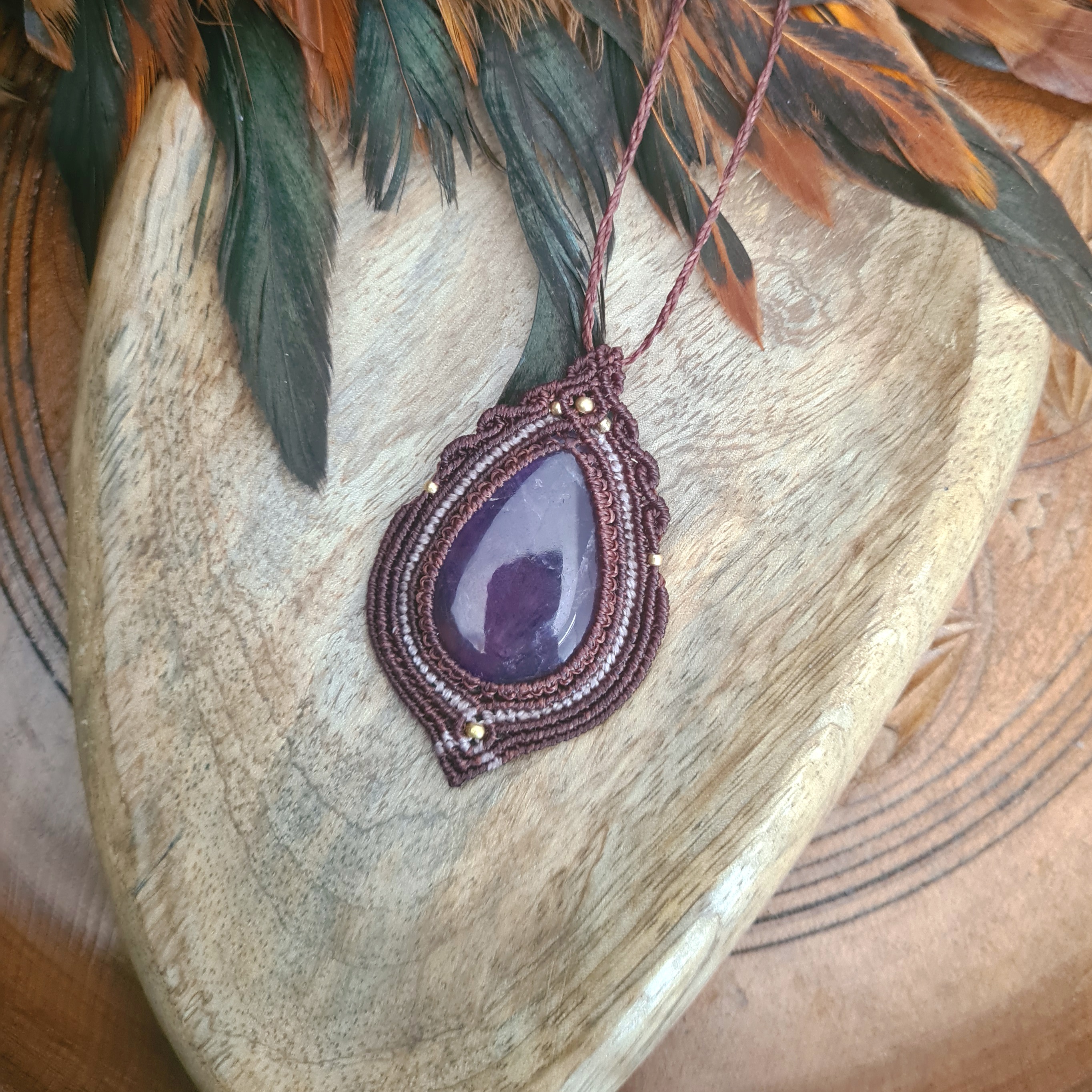 Macramé ketting Amethist