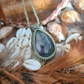 Macramé ketting Labradoriet