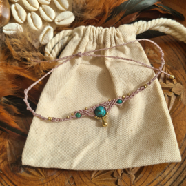 Macramé enkelbandje Chrysocolla