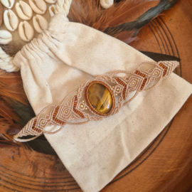 Macramé armband Tijgeroog