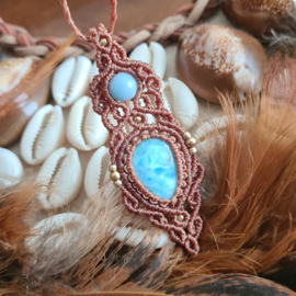 Macramé ketting Larimar