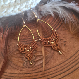 Boho drops oorbellen Goud Roestbruin