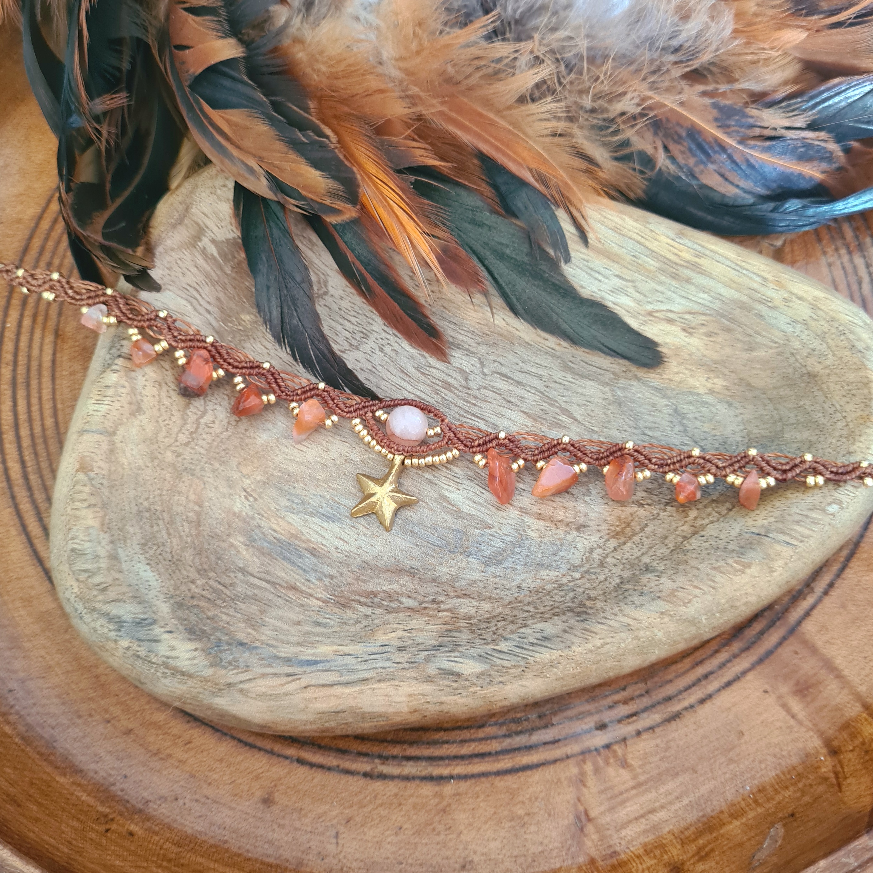 Macramé choker Chalcedoon