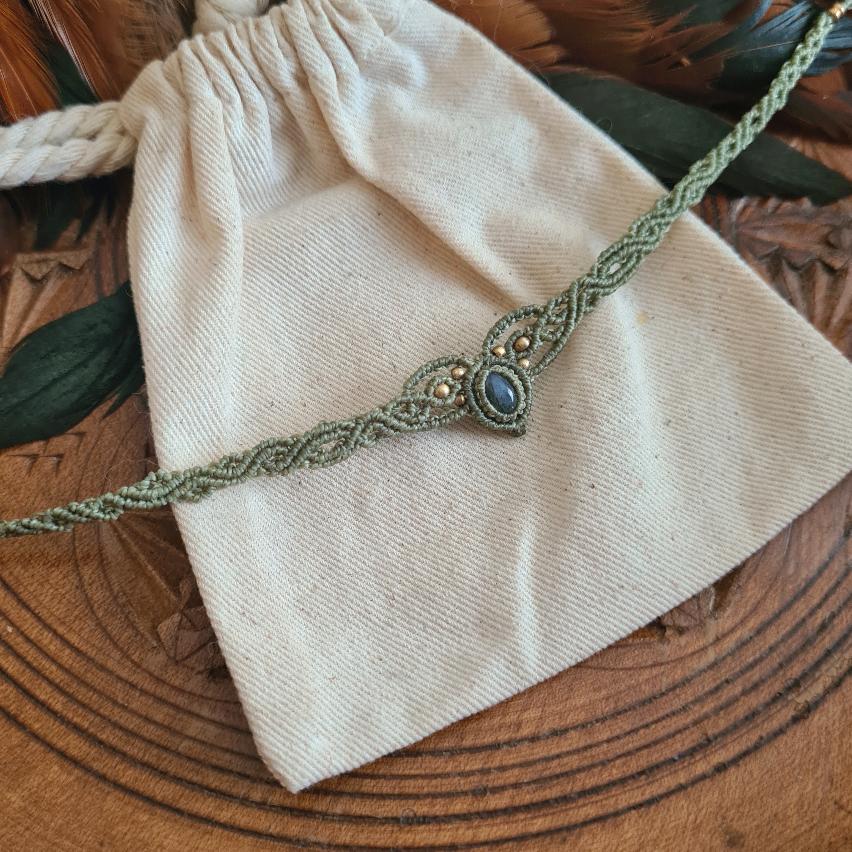 Macramé choker Labradoriet