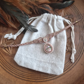 Macramé choker Labradoriet en Abalone