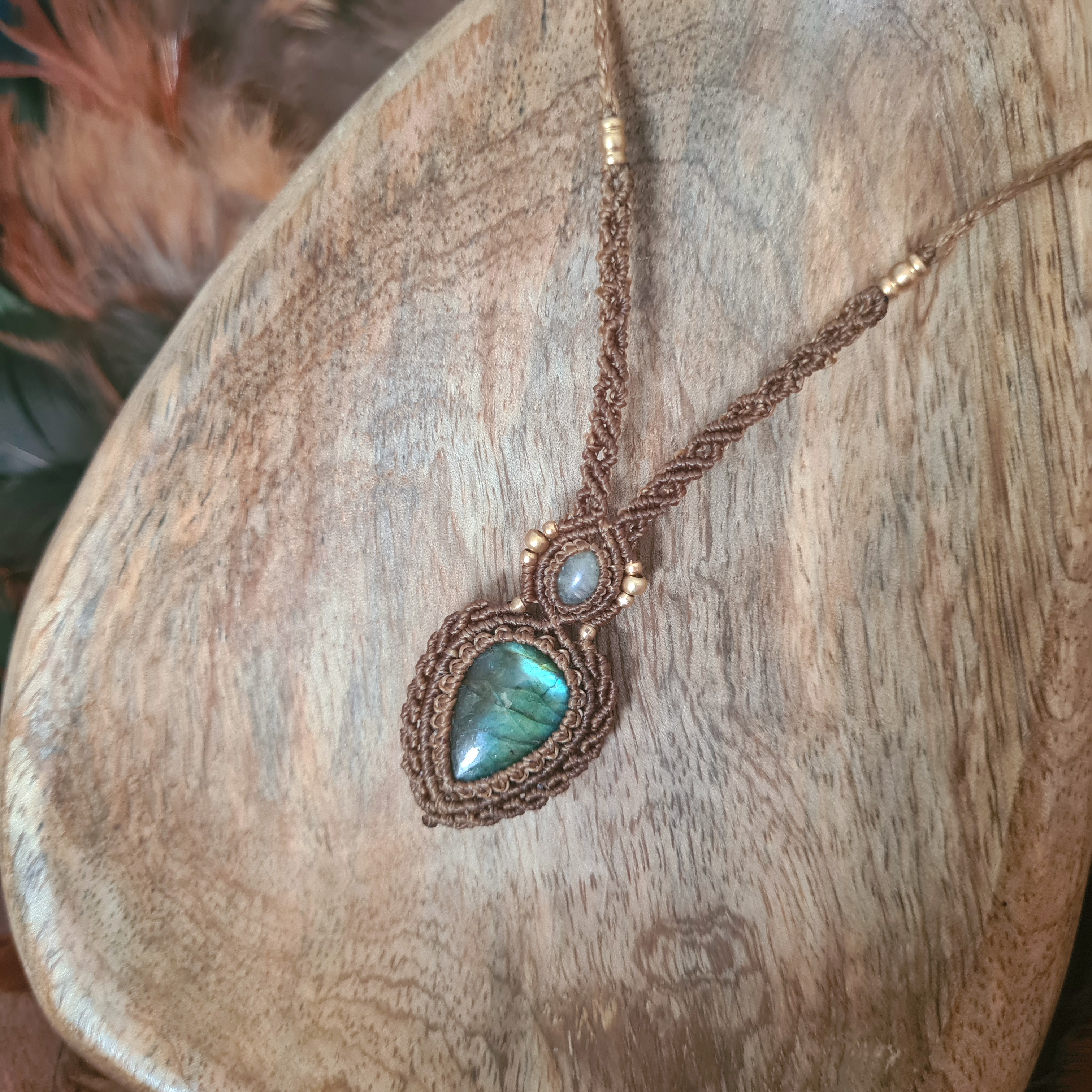 Macramé ketting Dubbele Labradoriet