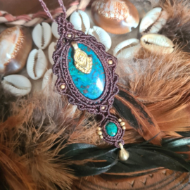 Macramé ketting Chrysocolla