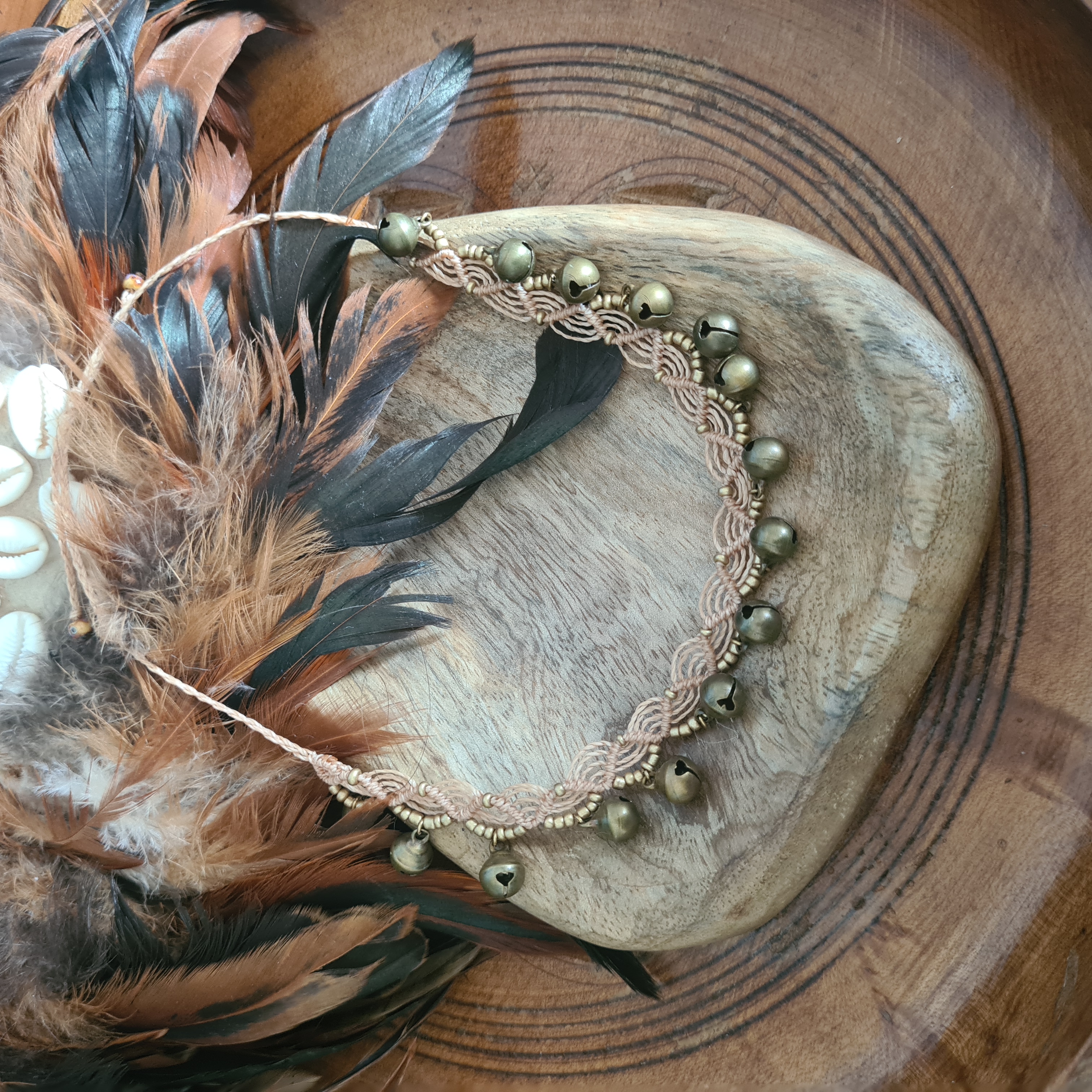 Macramé enkelbandje Belletjes