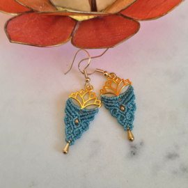Lotus oorbellen Goud Turquoise