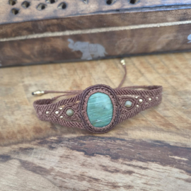 Macramé armband Prase Jaspis