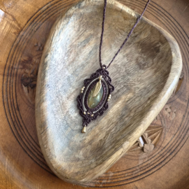 Macramé ketting  Lemon Opaal