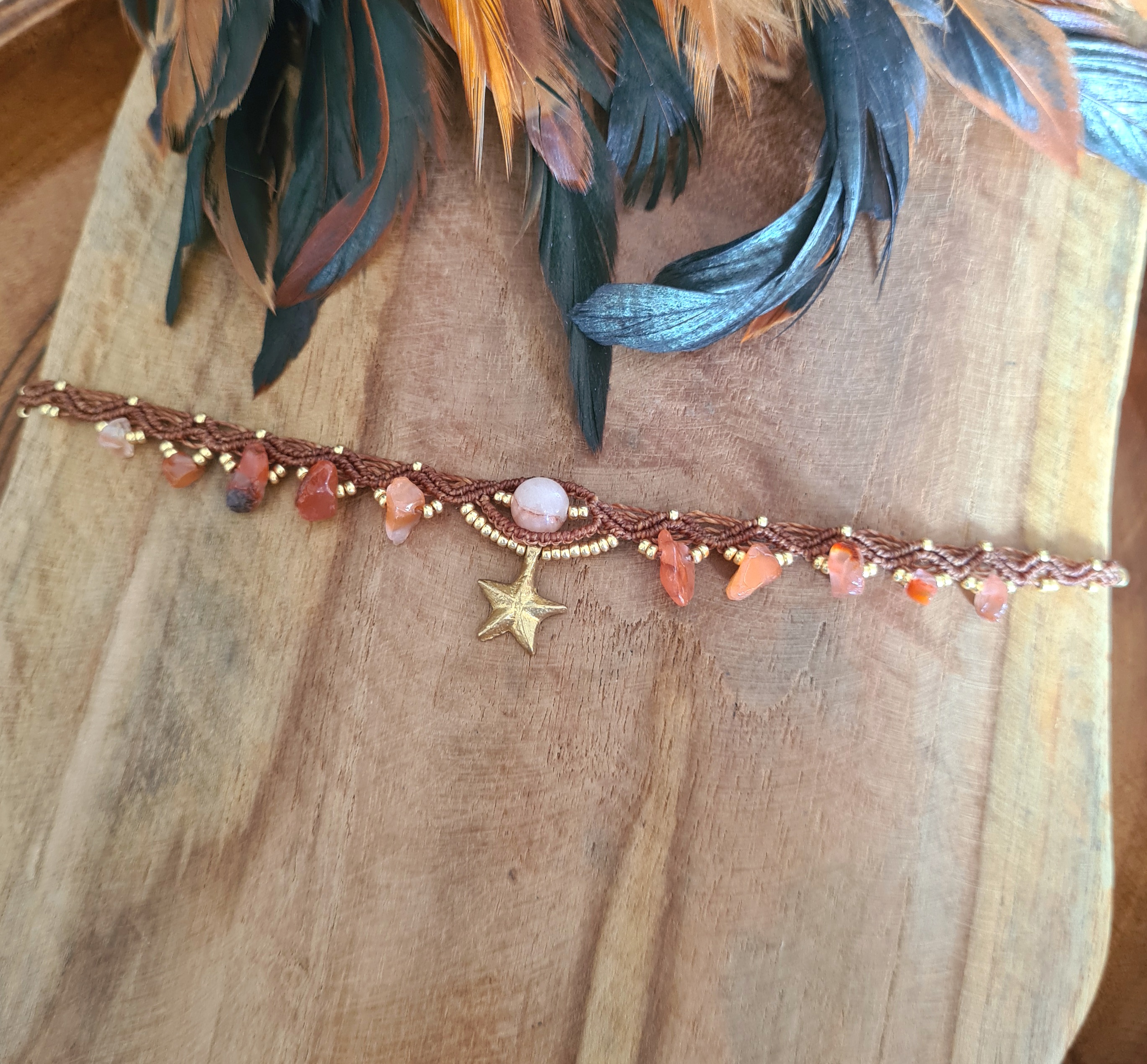 Macramé choker Chalcedoon