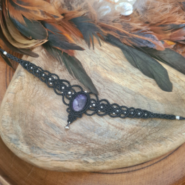 Macramé choker Amethist