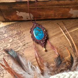 Macramé ketting Chrysocolla