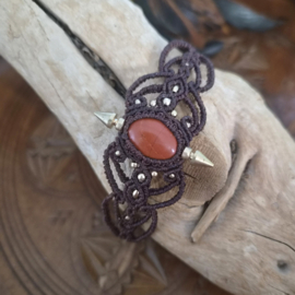 Macramé armband Carneool