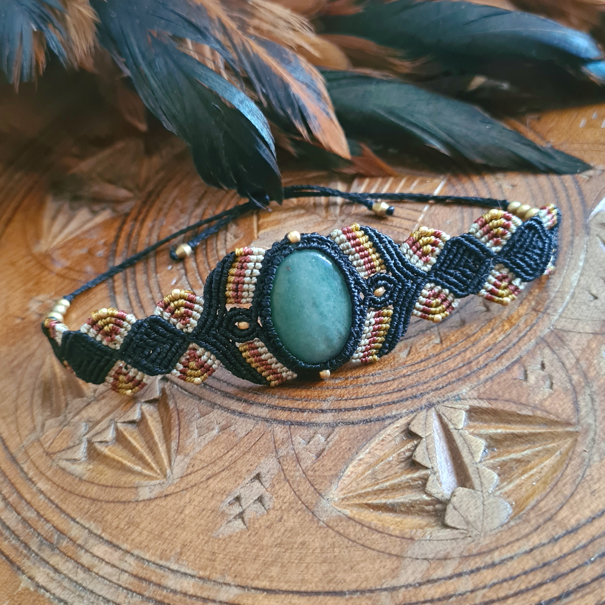 Macramé armband Aventurijn