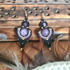 Boho oorbellen Amethist