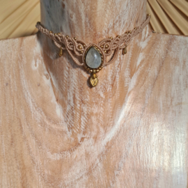 Macramé choker Maansteen