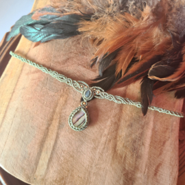 Macramé choker Abalone en Labradoriet