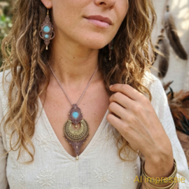Macramé oorbellen Amazoniet