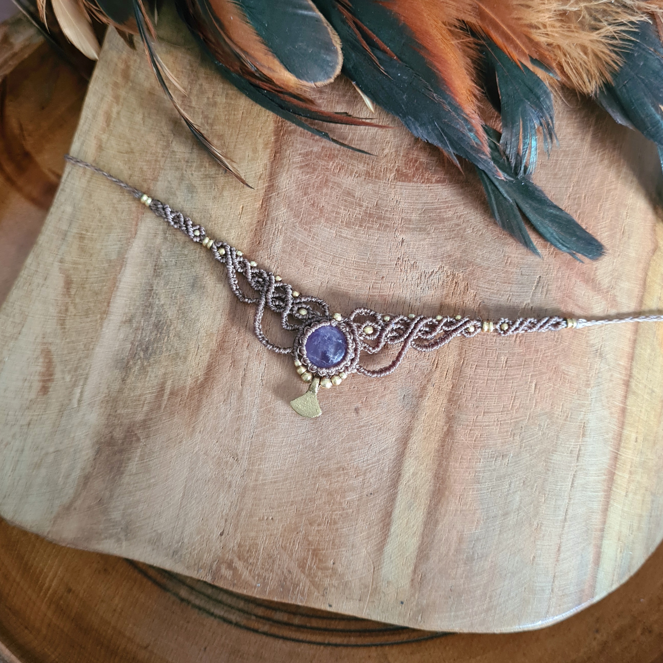 Macramé choker Amethist