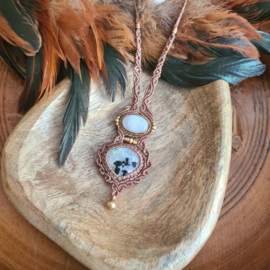 Macramé ketting dubbele Maansteen
