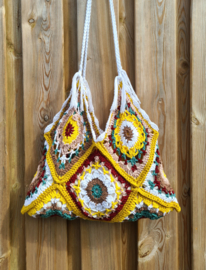 Ibiza strandtas Granny square "Okergeel"