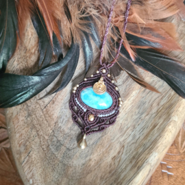 Macramé ketting Amazoniet