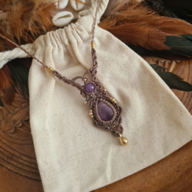 Macramé ketting Amethist