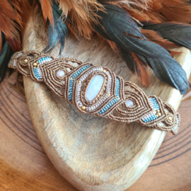 Macramé armband Maansteen