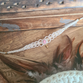 Macramé choker Rhodoniet