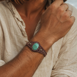 Macramé armband Prase Jaspis