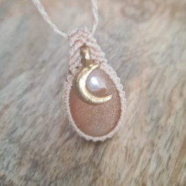 Macramé ketting Maansteen Peach