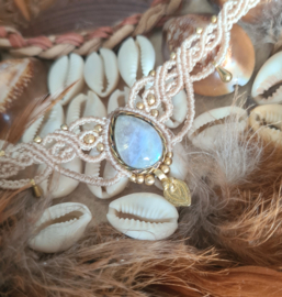 Macramé choker Maansteen