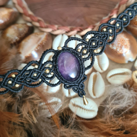 Macramé choker Amethist